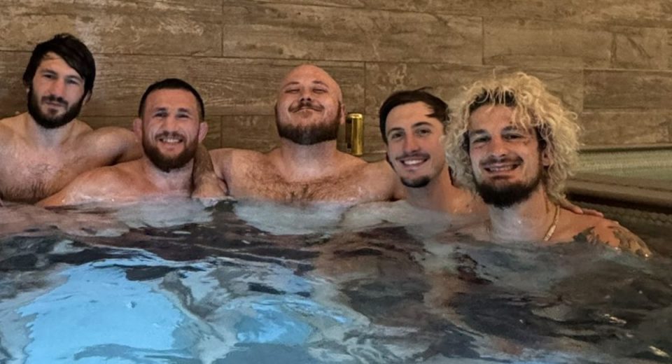 Sean O’Malley and Merab Dvalishvili in random jacuzzi crossover