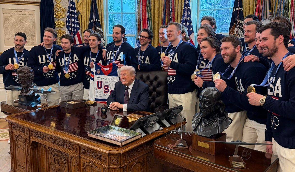 ‘I’m not giving it back’: Trump jokes that he’s keeping US Men’s hockey gold medal as he meets team at White House