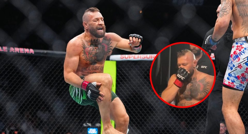 Watch footage of distraught Conor McGregor limping out the arena after disastrous UFC 329 return