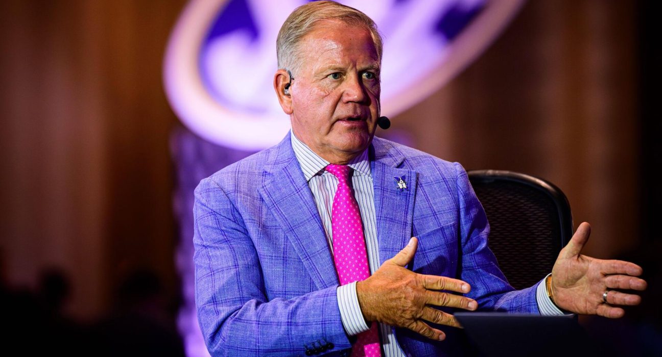 Brian Kelly reveals game-by-game predictions for LSU, Notre Dame ahead of 2026 season